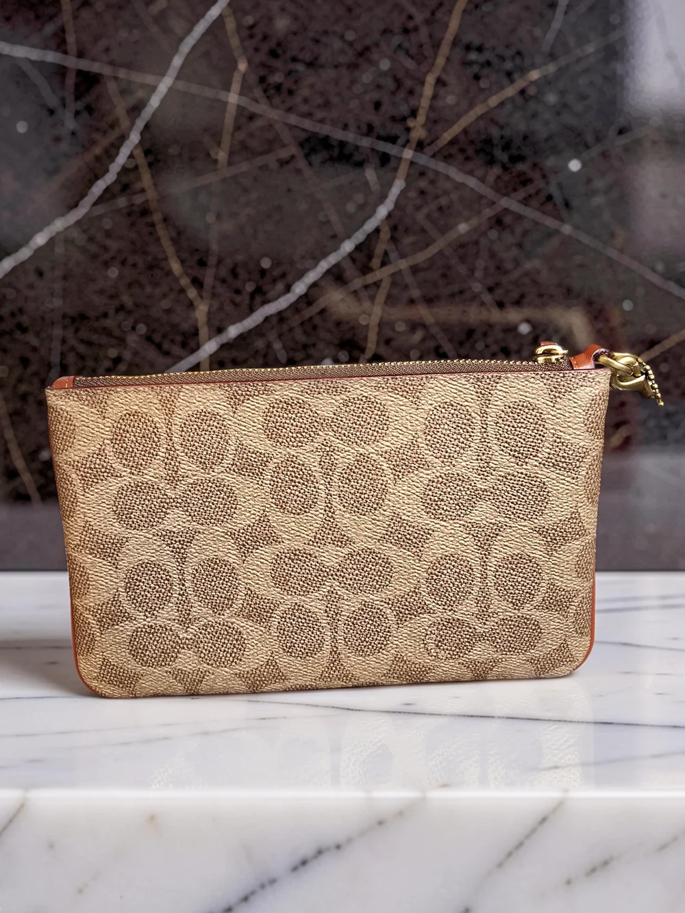 Coach Rexy Ice Skating Holiday Wristlet Signature Canvas